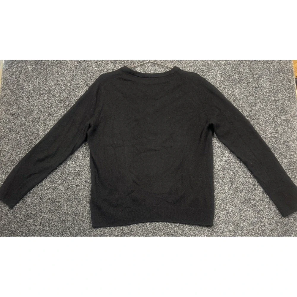Quince Sweater Men M Black Mongolian Cashmere V-Neck LB3470 Minimalist Essential